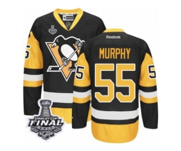 Men's Reebok Pittsburgh Penguins #55 Larry Murphy Authentic Black Gold Third 2017 Stanley Cup Final NHL Jersey