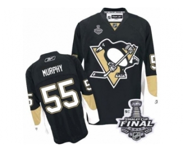 Men's Reebok Pittsburgh Penguins #55 Larry Murphy Authentic Black Home 2017 Stanley Cup Final NHL Jersey