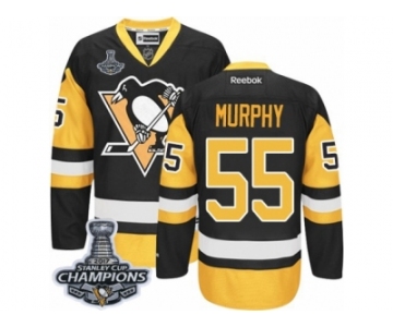 Men's Reebok Pittsburgh Penguins #55 Larry Murphy Premier Black Gold Third 2017 Stanley Cup Champions NHL Jersey