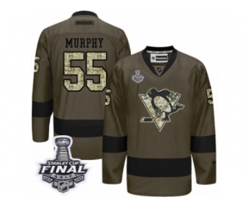 Men's Reebok Pittsburgh Penguins #55 Larry Murphy Premier Green Salute to Service 2017 Stanley Cup Final NHL Jersey