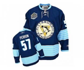 Men's Reebok Pittsburgh Penguins #57 David Perron Authentic Navy Blue Third Vintage NHL Jersey