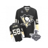 Men's Reebok Pittsburgh Penguins #58 Kris Letang Authentic Black Home 2017 Stanley Cup Final NHL Jersey