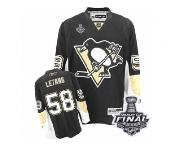 Men's Reebok Pittsburgh Penguins #58 Kris Letang Authentic Black Home 2017 Stanley Cup Final NHL Jersey