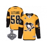 Men's Reebok Pittsburgh Penguins #58 Kris Letang Authentic Gold 2017 Stadium Series 2017 Stanley Cup Final NHL Jersey