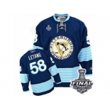 Men's Reebok Pittsburgh Penguins #58 Kris Letang Authentic Navy Blue Third Vintage 2017 Stanley Cup Final NHL Jersey