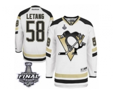 Men's Reebok Pittsburgh Penguins #58 Kris Letang Authentic White 2014 Stadium Series 2017 Stanley Cup Final NHL Jersey