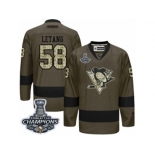 Men's Reebok Pittsburgh Penguins #58 Kris Letang Premier Green Salute to Service 2017 Stanley Cup Champions NHL Jersey