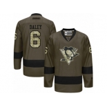 Men's Reebok Pittsburgh Penguins #6 Trevor Daley Authentic Green Salute to Service NHL Jersey