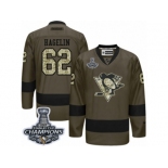 Men's Reebok Pittsburgh Penguins #62 Carl Hagelin Authentic Green Salute to Service 2017 Stanley Cup Champions NHL Jersey