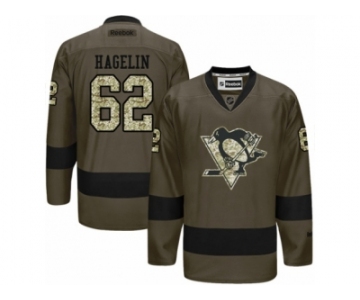 Men's Reebok Pittsburgh Penguins #62 Carl Hagelin Authentic Green Salute to Service NHL Jersey