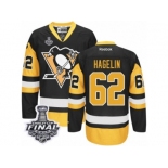 Men's Reebok Pittsburgh Penguins #62 Carl Hagelin Premier Black Gold Third 2017 Stanley Cup Final NHL Jersey