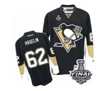 Men's Reebok Pittsburgh Penguins #62 Carl Hagelin Premier Black Home 2017 Stanley Cup Final NHL Jersey