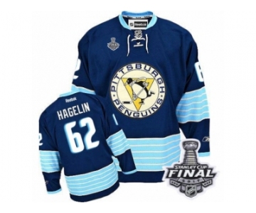 Men's Reebok Pittsburgh Penguins #62 Carl Hagelin Premier Navy Blue Third Vintage 2017 Stanley Cup Final NHL Jersey