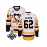 Men's Reebok Pittsburgh Penguins #62 Carl Hagelin Premier White Away 2017 Stanley Cup Final NHL Jersey