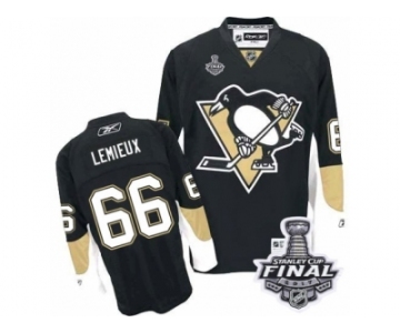 Men's Reebok Pittsburgh Penguins #66 Mario Lemieux Authentic Black Home 2017 Stanley Cup Final NHL Jersey