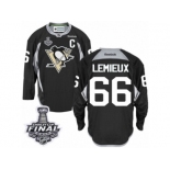 Men's Reebok Pittsburgh Penguins #66 Mario Lemieux Authentic Black Practice 2017 Stanley Cup Final NHL Jersey