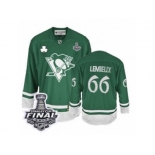 Men's Reebok Pittsburgh Penguins #66 Mario Lemieux Authentic Green St Patty's Day 2017 Stanley Cup Final NHL Jersey