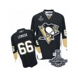 Men's Reebok Pittsburgh Penguins #66 Mario Lemieux Premier Black Home 2017 Stanley Cup Champions NHL Jersey