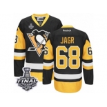 Men's Reebok Pittsburgh Penguins #68 Jaromir Jagr Authentic Black Gold Third 2017 Stanley Cup Final NHL Jersey