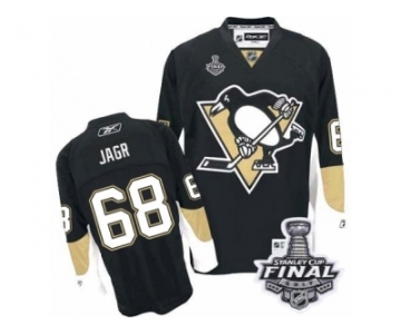 Men's Reebok Pittsburgh Penguins #68 Jaromir Jagr Authentic Black Home 2017 Stanley Cup Final NHL Jersey