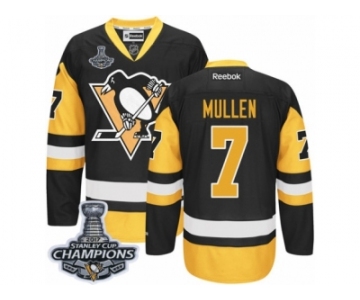 Men's Reebok Pittsburgh Penguins #7 Joe Mullen Authentic Black Gold Third 2017 Stanley Cup Champions NHL Jersey