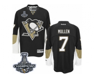 Men's Reebok Pittsburgh Penguins #7 Joe Mullen Authentic Black Home 2017 Stanley Cup Champions NHL Jersey