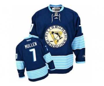 Men's Reebok Pittsburgh Penguins #7 Joe Mullen Authentic Navy Blue Third Vintage NHL Jersey