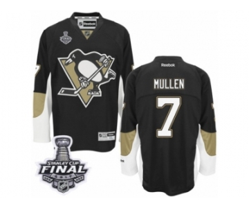 Men's Reebok Pittsburgh Penguins #7 Joe Mullen Premier Black Home 2017 Stanley Cup Final NHL Jersey