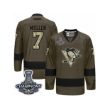 Men's Reebok Pittsburgh Penguins #7 Joe Mullen Premier Green Salute to Service 2017 Stanley Cup Champions NHL Jersey