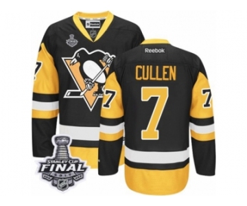 Men's Reebok Pittsburgh Penguins #7 Matt Cullen Authentic Black Gold Third 2017 Stanley Cup Final NHL Jersey