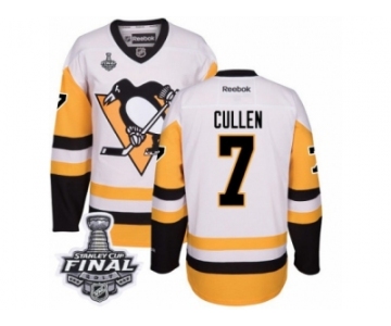 Men's Reebok Pittsburgh Penguins #7 Matt Cullen Authentic White Away 2017 Stanley Cup Final NHL Jersey