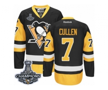 Men's Reebok Pittsburgh Penguins #7 Matt Cullen Premier Black Gold Third 2017 Stanley Cup Champions NHL Jersey