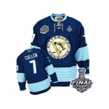 Men's Reebok Pittsburgh Penguins #7 Matt Cullen Premier Navy Blue Third Vintage 2017 Stanley Cup Final NHL Jersey