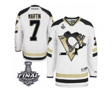 Men's Reebok Pittsburgh Penguins #7 Paul Martin Authentic White 2014 Stadium Series 2017 Stanley Cup Final NHL Jersey