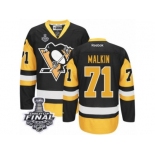 Men's Reebok Pittsburgh Penguins #71 Evgeni Malkin Authentic Black Gold Third 2017 Stanley Cup Final NHL Jersey