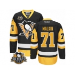 Men's Reebok Pittsburgh Penguins #71 Evgeni Malkin Authentic Black Gold Third 50th Anniversary Patch NHL Jersey