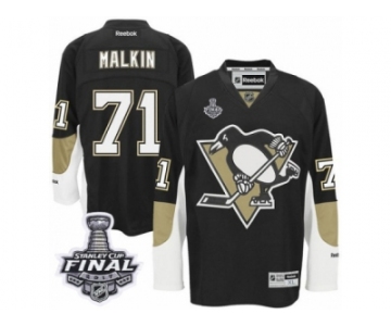 Men's Reebok Pittsburgh Penguins #71 Evgeni Malkin Authentic Black Home 2017 Stanley Cup Final NHL Jersey