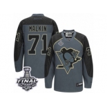 Men's Reebok Pittsburgh Penguins #71 Evgeni Malkin Authentic Charcoal Cross Check Fashion 2017 Stanley Cup Final NHL Jersey