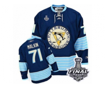 Men's Reebok Pittsburgh Penguins #71 Evgeni Malkin Authentic Navy Blue Third Vintage 2017 Stanley Cup Final NHL Jersey