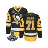 Men's Reebok Pittsburgh Penguins #71 Evgeni Malkin Premier Black Gold Third 2017 Stanley Cup Champions NHL Jersey