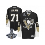 Men's Reebok Pittsburgh Penguins #71 Evgeni Malkin Premier Black Home 2017 Stanley Cup Champions NHL Jersey