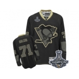 Men's Reebok Pittsburgh Penguins #71 Evgeni Malkin Premier Black Ice 2017 Stanley Cup Champions NHL Jersey