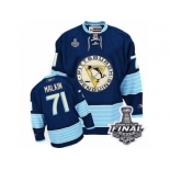 Men's Reebok Pittsburgh Penguins #71 Evgeni Malkin Premier Navy Blue Third Vintage 2017 Stanley Cup Final NHL Jersey