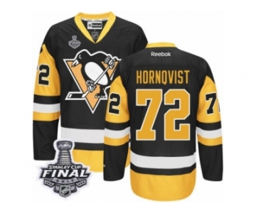 Men's Reebok Pittsburgh Penguins #72 Patric Hornqvist Authentic Black Gold Third 2017 Stanley Cup Final NHL Jersey