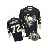 Men's Reebok Pittsburgh Penguins #72 Patric Hornqvist Authentic Black Home 50th Anniversary Patch NHL Jersey