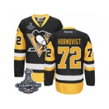 Men's Reebok Pittsburgh Penguins #72 Patric Hornqvist Premier Black Gold Third 2017 Stanley Cup Champions NHL Jersey