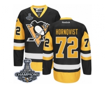 Men's Reebok Pittsburgh Penguins #72 Patric Hornqvist Premier Black Gold Third 2017 Stanley Cup Champions NHL Jersey