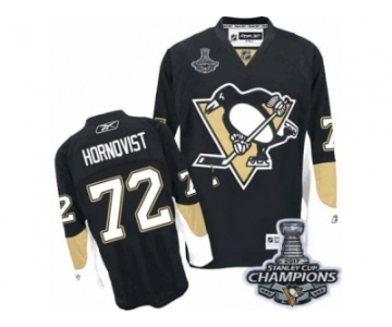 Men's Reebok Pittsburgh Penguins #72 Patric Hornqvist Premier Black Home 2017 Stanley Cup Champions NHL Jersey