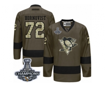 Men's Reebok Pittsburgh Penguins #72 Patric Hornqvist Premier Green Salute to Service 2017 Stanley Cup Champions NHL Jersey