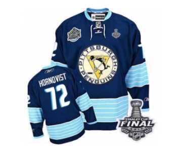 Men's Reebok Pittsburgh Penguins #72 Patric Hornqvist Premier Navy Blue Third Vintage 2017 Stanley Cup Final NHL Jersey